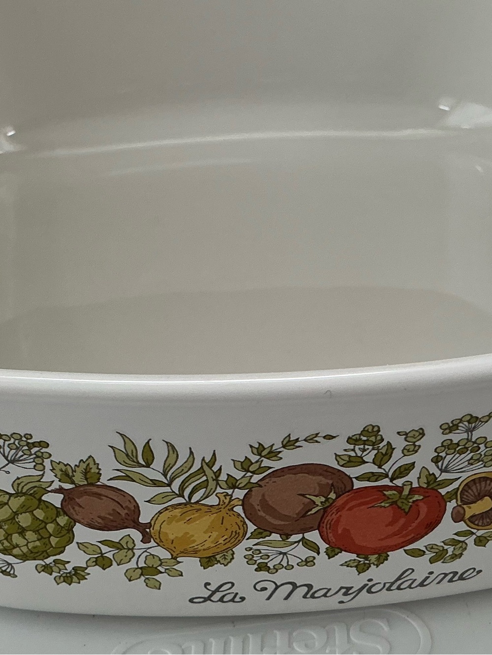 Vintage La Marjolaine White Ceramic Baking Dish